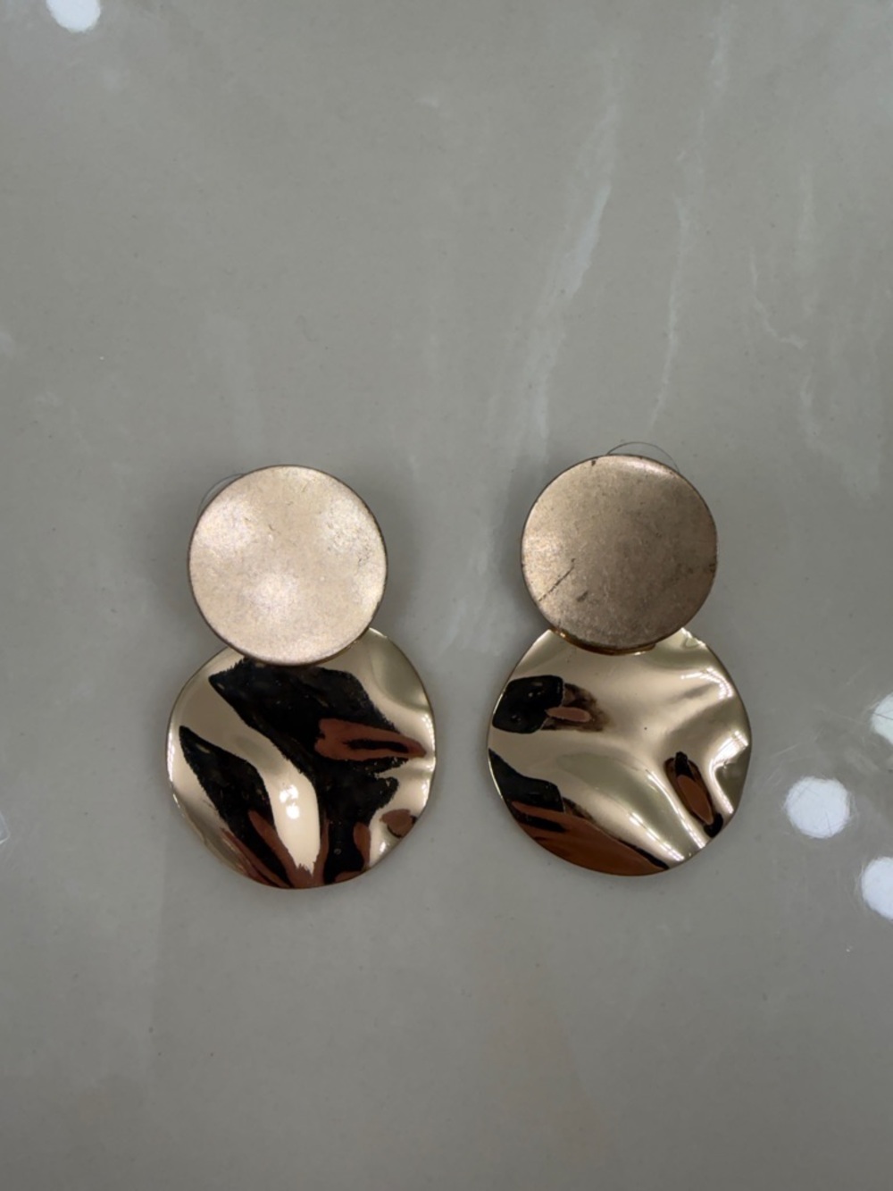 Club Monaco Gold Double Circle Drop Earrings